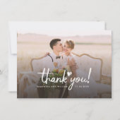 Elegante trouwfoto handgeschreven bedankkaart (Voorkant)
