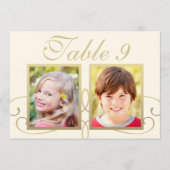 Elegante Trouwfoto Ivoor Goud Tafelnummer (Voorkant)