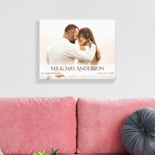 Elegante Trouwfoto Jubileum Datum Canvas Afdruk (Insitu (Woonkamer))