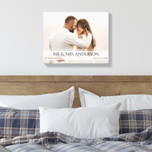 Elegante Trouwfoto Jubileum Datum Canvas Afdruk (Insitu (Slaapkamer))