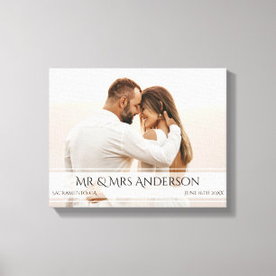 Elegante Trouwfoto Jubileum Datum Canvas Afdruk
