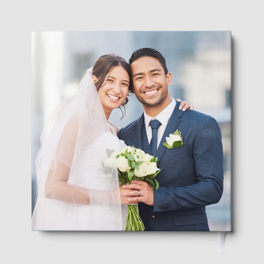 Elegante trouwfoto kalligrafie Echt Zilver Gastenboek (Achterkant)