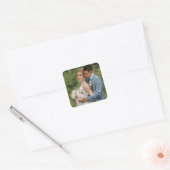 Elegante trouwfoto Liefde & Bedankt Vierkante Sticker (Envelop)