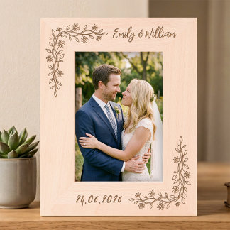 Elegante Trouwfoto met Gegraveerde Koppel Fotolijs Lijstjes
