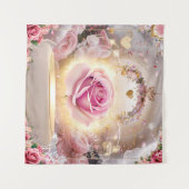 Elegante trouwfoto met roze roos #1 wandkleed (Voorkant (horizontaal))