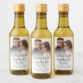 Elegante Trouwfoto Mini Wijn Etiket (Flessen)