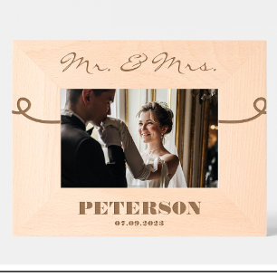 Elegante trouwfoto Mr & Mrs naam op maat gemaakte Gegraveerde Lijstjes