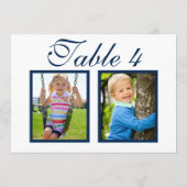 Elegante Trouwfoto Navy Blue Tafelnummer (Achterkant)