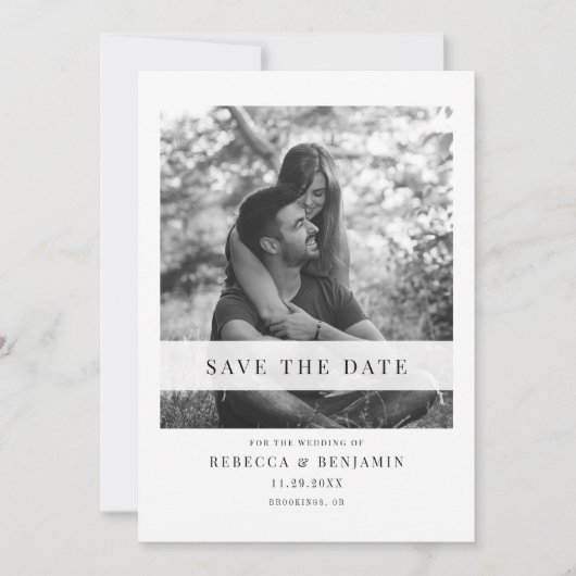 Elegante Trouwfoto Save the Date Kaart (Voorkant)