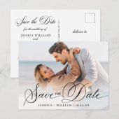 Elegante Trouwfoto Simpel Save the Date Briefkaart (Voorkant / Achterkant)