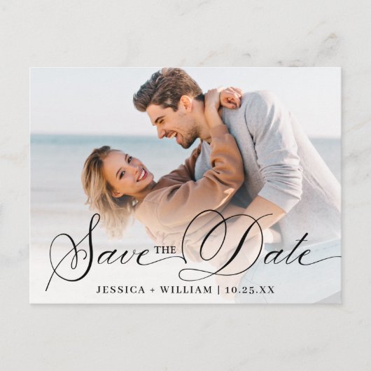 Elegante Trouwfoto Simpel Save the Date Briefkaart (Voorkant)