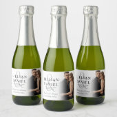 Elegante Trouwfoto Sparkling Wijnetiket (Flessen)