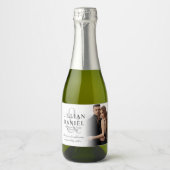 Elegante Trouwfoto Sparkling Wijnetiket (Voorkant)