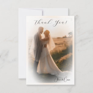 Elegante trouwfoto Vellum Edged gepersonaliseerd Bedankkaart