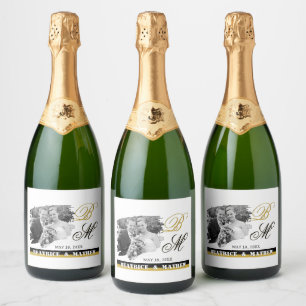 Elegante trouwfoto wijnlabels, Jubileum Sparkling Wijnetiket