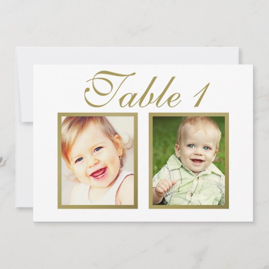 Elegante Trouwfoto Wit Goud Tafelnummer (Voorkant)