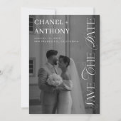 Elegante trouwfoto zwart-wit save the date (Voorkant)