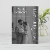 Elegante trouwfoto zwart-wit save the date (Staand voorkant)