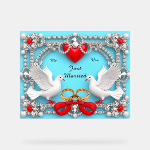 Elegante Trouwframe met Witte Duiven Acryl Bord