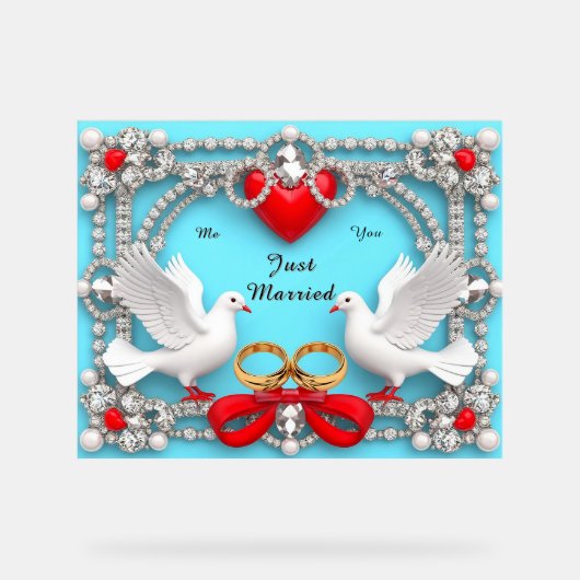 Elegante Trouwframe met Witte Duiven Acryl Bord (Voorkant)