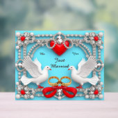 Elegante Trouwframe met Witte Duiven Acryl Bord (Neutraal)