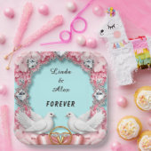 Elegante Trouwframe met Witte Duiven Papieren Bordje (Feest)