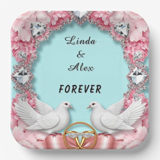 Elegante Trouwframe met Witte Duiven Papieren Bordje (Voorkant)