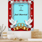 Elegante Trouwframe met Witte Duiven Poster (Keuken)