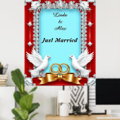 Elegante Trouwframe met Witte Duiven Poster (Thuiskantoor)
