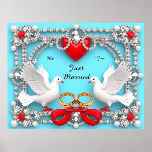 Elegante Trouwframe met Witte Duiven Poster (Voorkant)