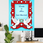 Elegante Trouwframe met Witte Duiven Poster (Thuiskantoor)