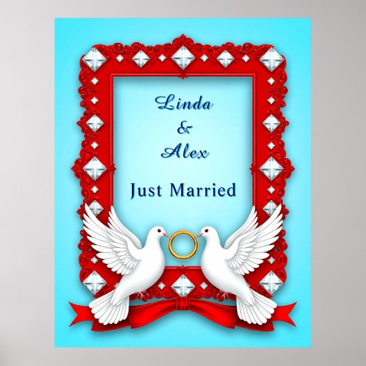 Elegante Trouwframe met Witte Duiven Poster (Voorkant)