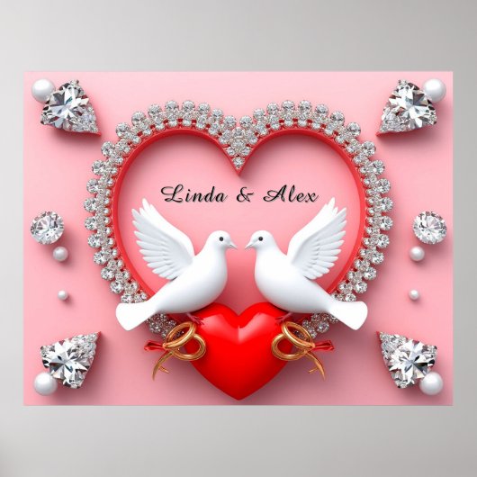 Elegante Trouwframe met Witte Duiven Poster (Voorkant)