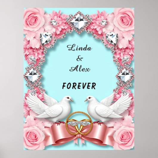 Elegante Trouwframe met Witte Duiven Poster (Voorkant)