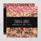 Elegante Trouwfuchsia en Gouden Glitterende Lichte Kaart (Voorkant / Achterkant)