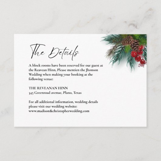 Elegante trouwinformatie details informatiekaartje (Voorkant)