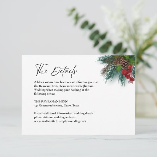 Elegante trouwinformatie details informatiekaartje (Staand voorkant)