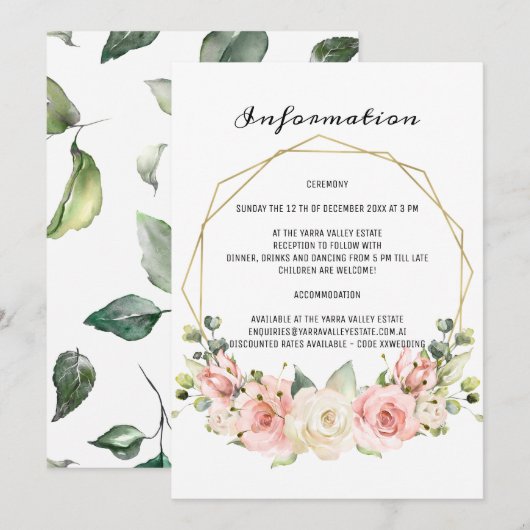 Elegante trouwinformatiekaart. kaart (Voorkant / Achterkant)