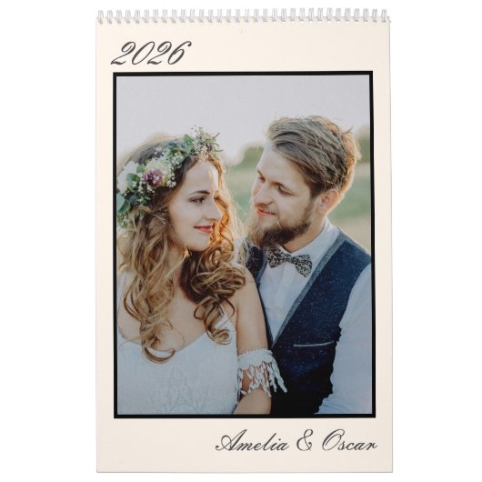 Elegante trouwjaar grote foto moderne portret kalender (Hoes)
