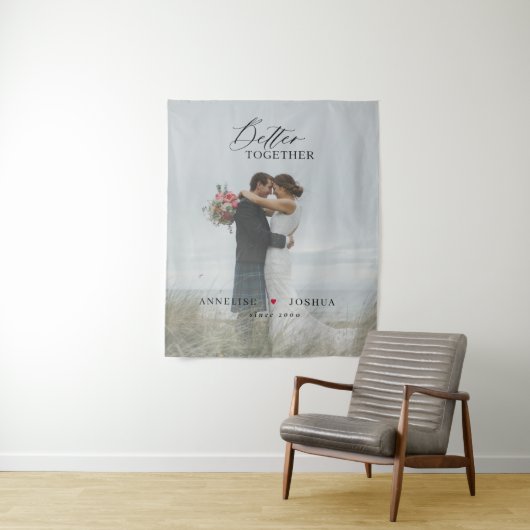 Elegante trouwjubelfoto van koppel wandkleed (In situ)