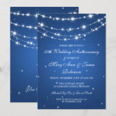 Elegante trouwjubileum glinsterende keten blauw kaart (Voorkant / Achterkant)