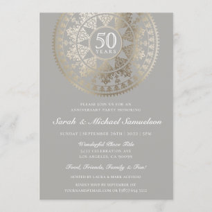 Elegante trouwjubileum uitnodigingen goud folie