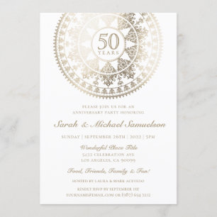 Elegante trouwjubileum uitnodigingen goud folie