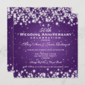 Elegante trouwjubileum Winter Sparkle Paars Kaart (Voorkant / Achterkant)