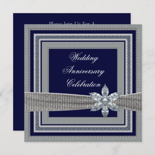 Elegante trouwjubileumfeestinvite kaart (Voorkant / Achterkant)