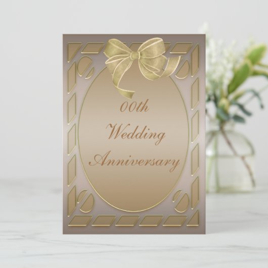 Elegante trouwjubileumfeestinvite kaart (Staand voorkant)