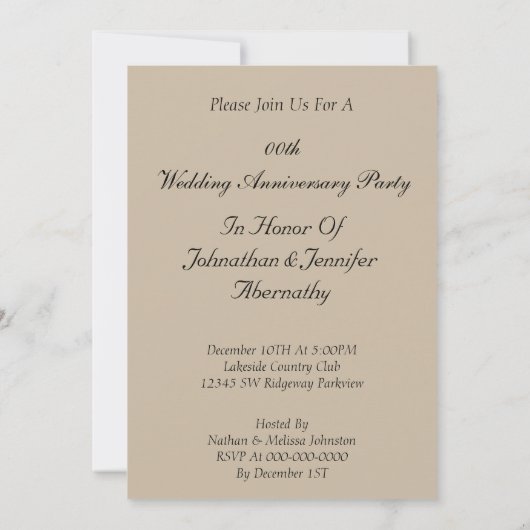 Elegante trouwjubileumfeestinvite kaart (Achterkant)