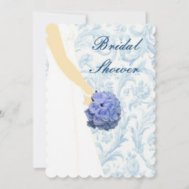 Elegante Trouwjurk Blauw Bruids Douche Uitnodiging