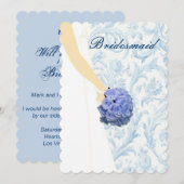 Elegante Trouwjurk Blauwe Bruidsmeisje Kaart (Voorkant / Achterkant)