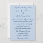 Elegante Trouwjurk Blauwe Bruiloft Uitnodiging (Achterkant)